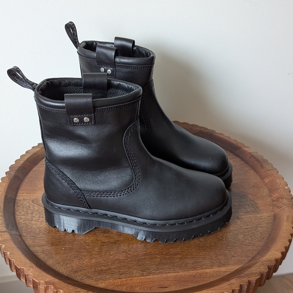 NEW Anistone Lo Leather Biker Boots W 7/ M 6Color: BLACK MILLED NAPPA — Wanama - Picture 16 of 16
